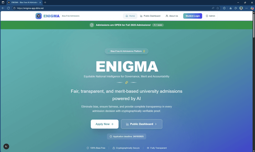 ENIGMA (Equitable National Intelligence for Governance, Merit and Accountability) screenshot 1